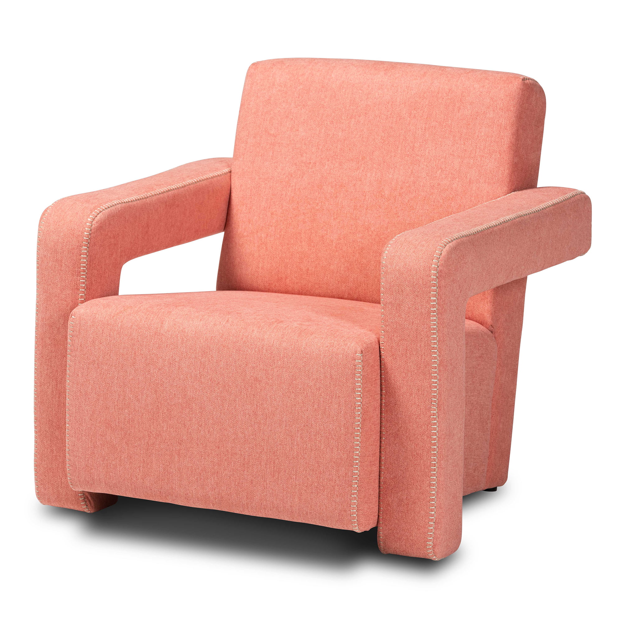 Baxton Studio Madian Modern and Contemporary Light Red Fabric Upholstered Armchair