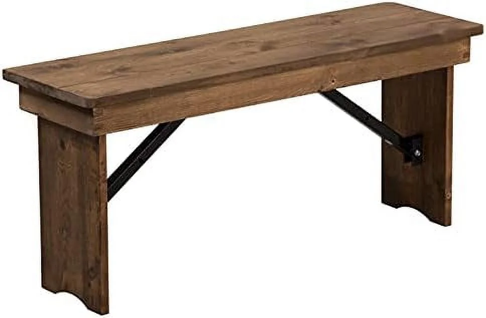 HYHBIBOOM Tinsley 40" x 12" Mahogany Solid Pine Folding Farmhouse Style Bench