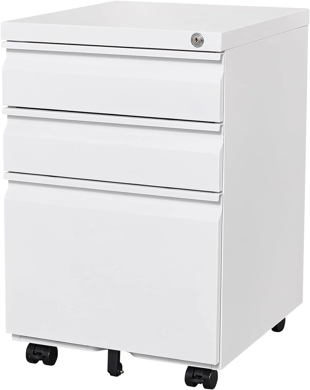 ZFGSUIJN 2 Drawer Metal File Cabinet  Metal Mobile Filing Cabinet Under Desk  with Lock and Top    Locking Office Rolling Cabinets for Legal/Letter/A4 Size  Pre-Assembled  Black