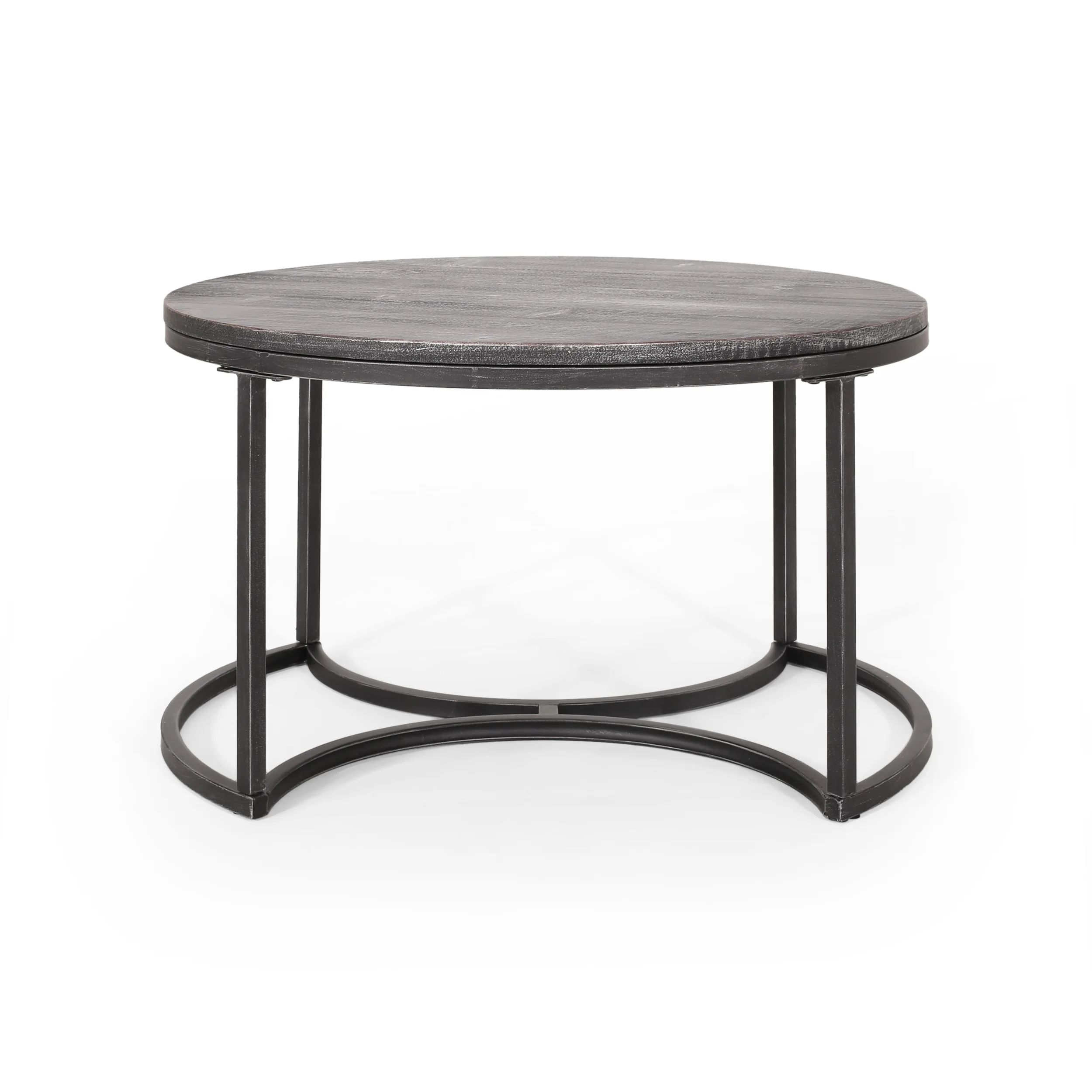 Noble House Gunnar Modern Industrial Coffee Table Set, Gray, Pewter