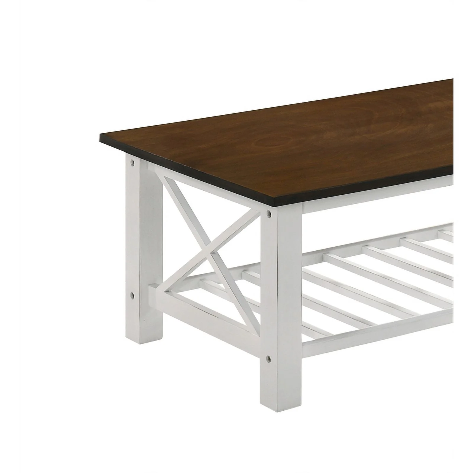 New Classic Furniture Vesta 1-Shelf Rectangle Wood Coffee Table in Cream/Brown