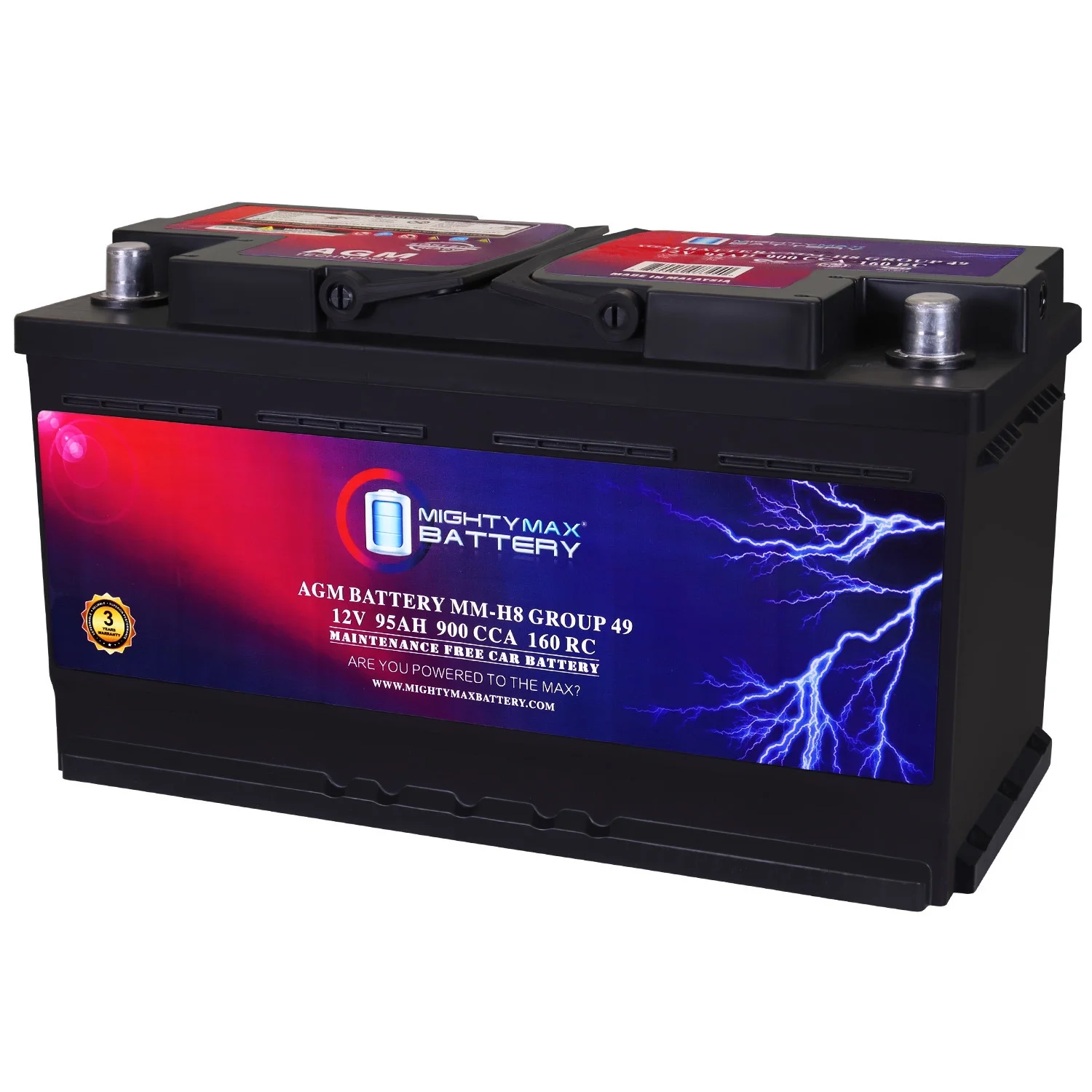 MM-H8 Group 49 12V 95Ah 160RC 900CCA Replacement Battery Compatible with Audi Allroad 01-05