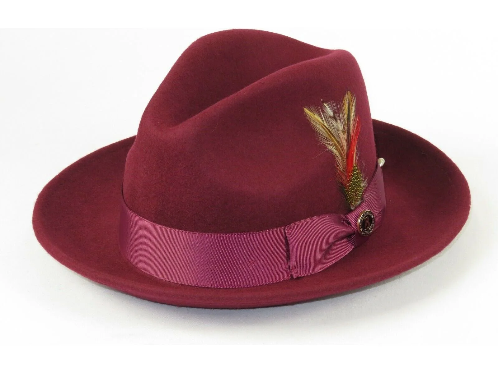 Men Bruno Capelo Hat Australian Wool Fedora Untouchable EXECUTIVE EX324 Burgundy