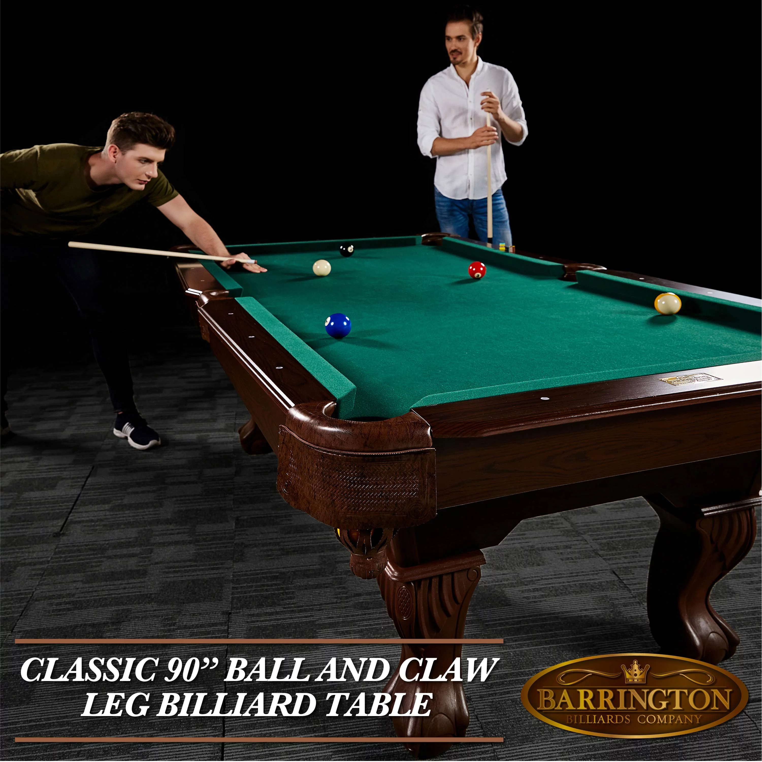 Barrington Billiards 7.5' Springdale Drop Pocket Table with Pool Ball and Cue Stick Set, New