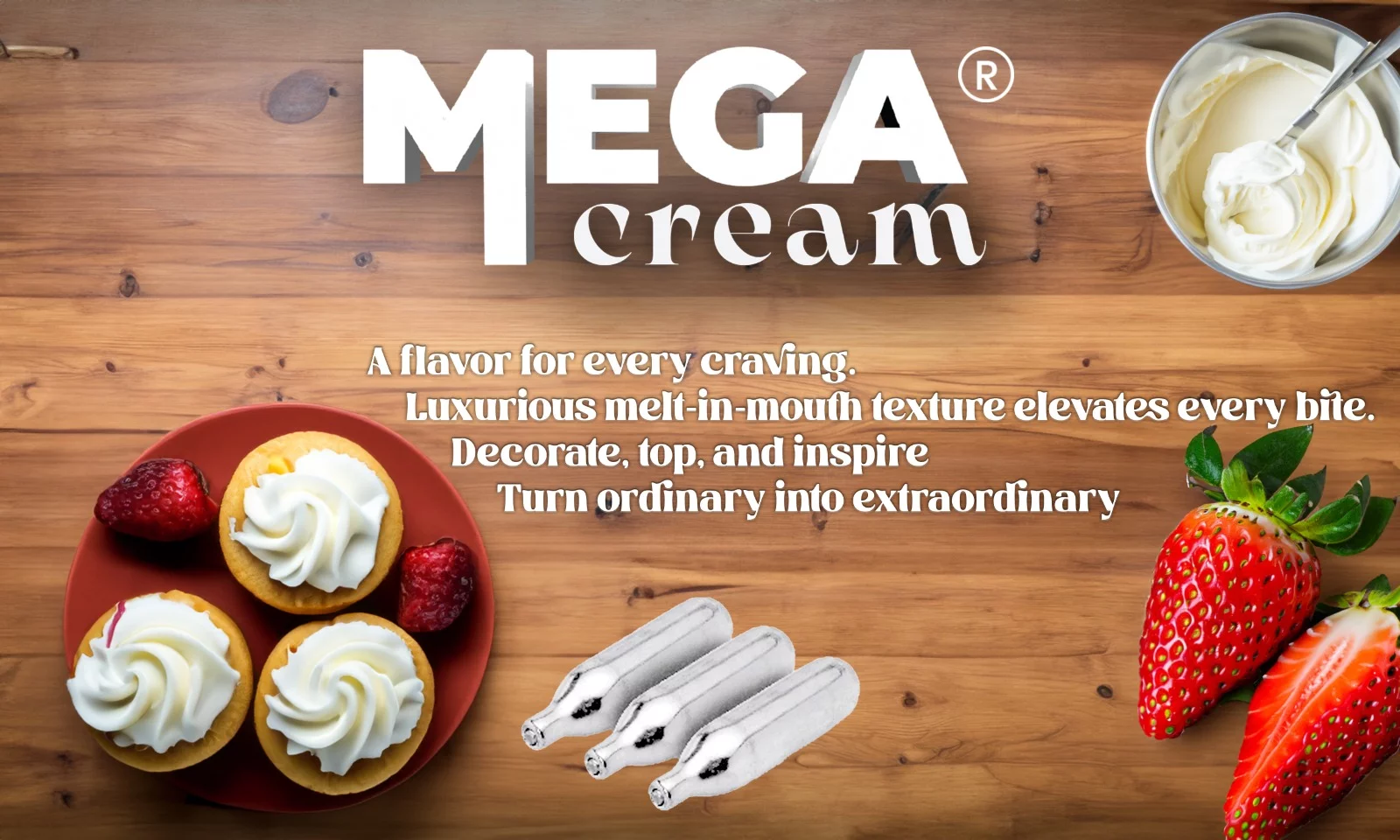 MEGA CREAM- VANILLA Whipped Cream Chargers, 24 Cartridges.