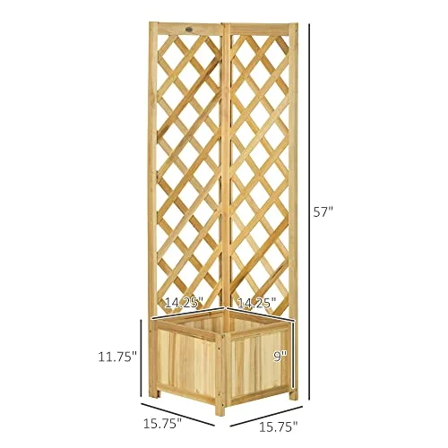 Outsunny Wooden Raised Garden Bed with Trellis, 57
