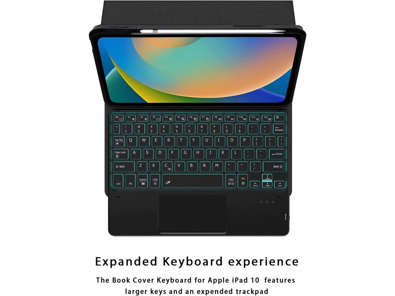Backlit Touch Case with Keyboard for iPad 10th Generation 10.9 inch 2022 Multi-Touch Trackpad - Detachable Wireless Keyboard Cover with Pencil Holder