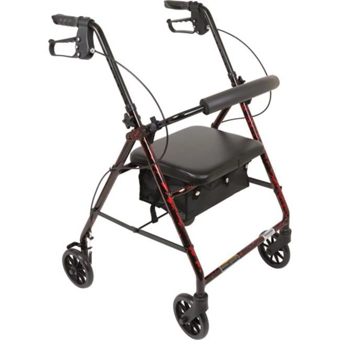 Deluxe  8 in. Aluminum Rollator Flame Wheels, Burgundy