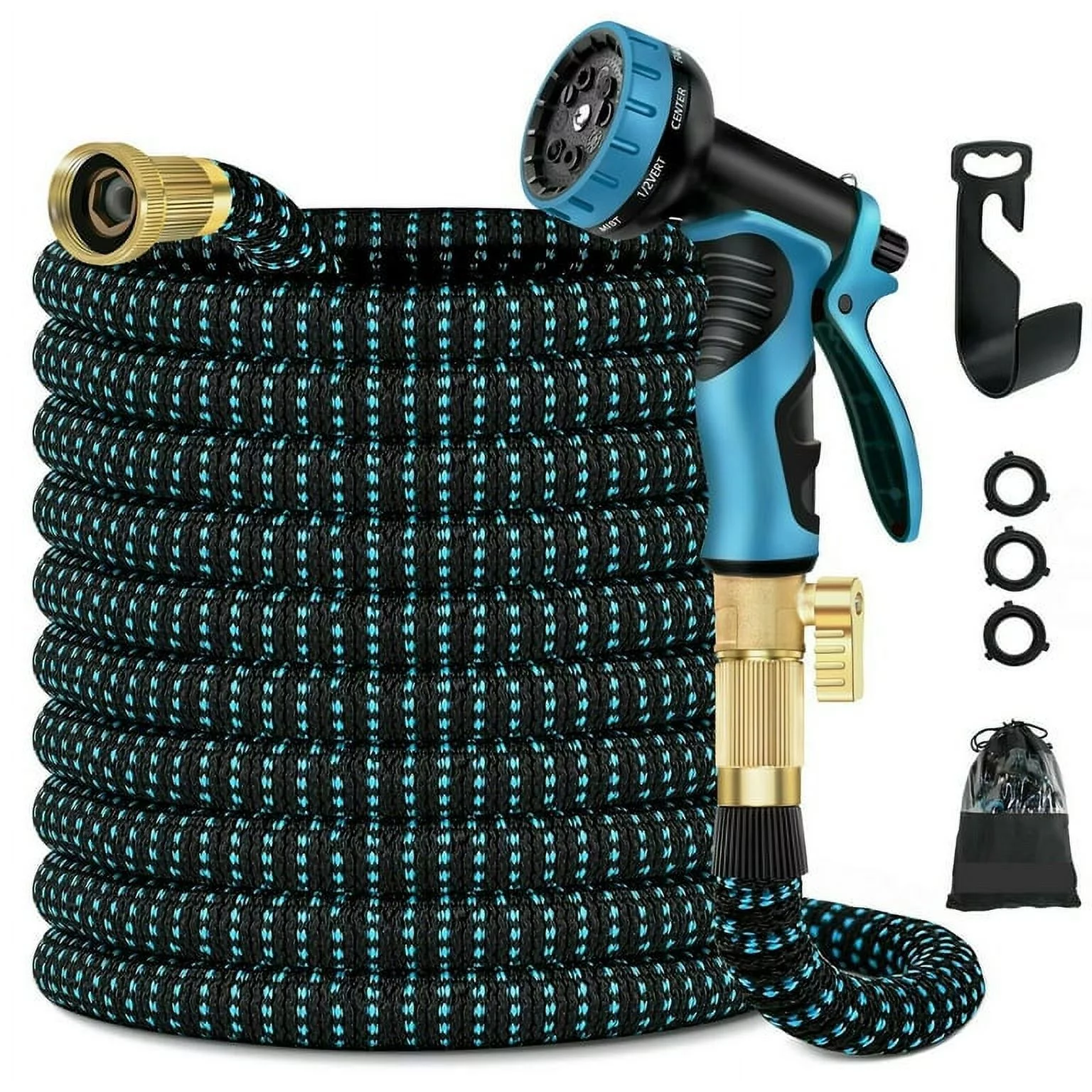 Garden Hose 100ft Upgraded, Water Hose With 10 Way Spray Nozzle,Easy Store No Kink Leakproof Pipe