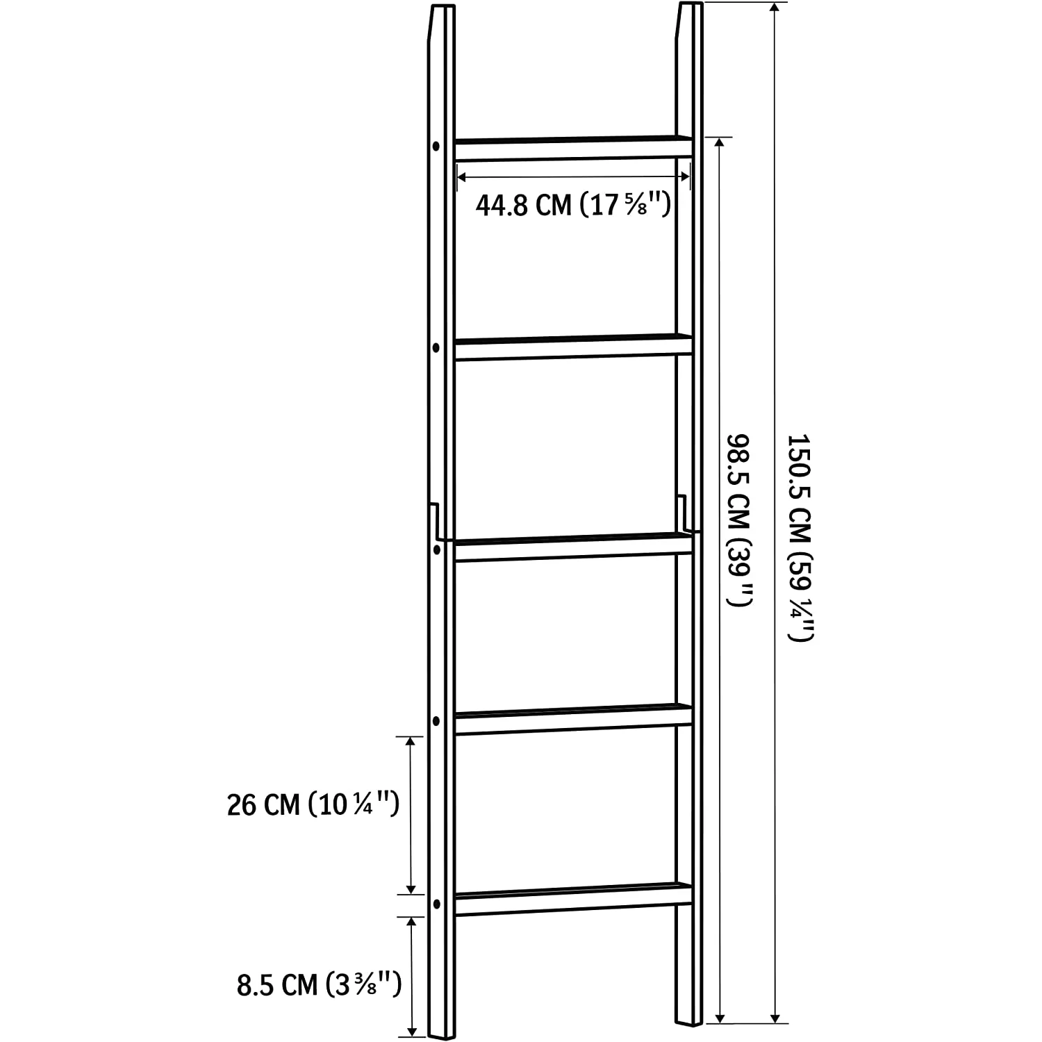 Blanket Ladder, 5-Layer Towel Racks, Blanket Holder with Anti-Slip Construction Home Decor, Decorative Blanket, Quilt, Towel, Scarf Ladder Shelves for Livingroom, Bedroom, Bathroom, White