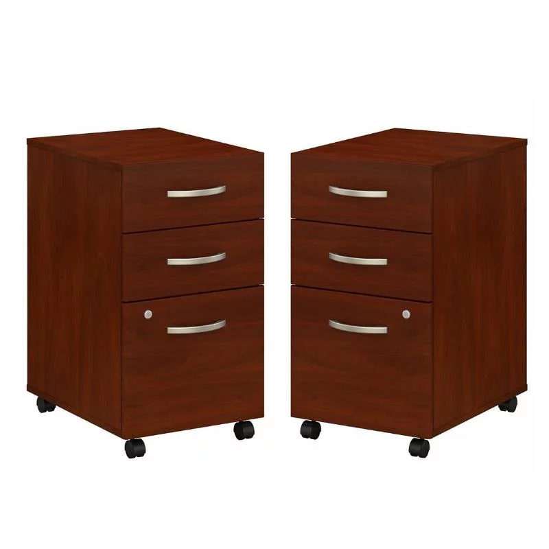Home Square 2 Piece Wood Mobile Filing Cabinet Set in Hansen Cherry