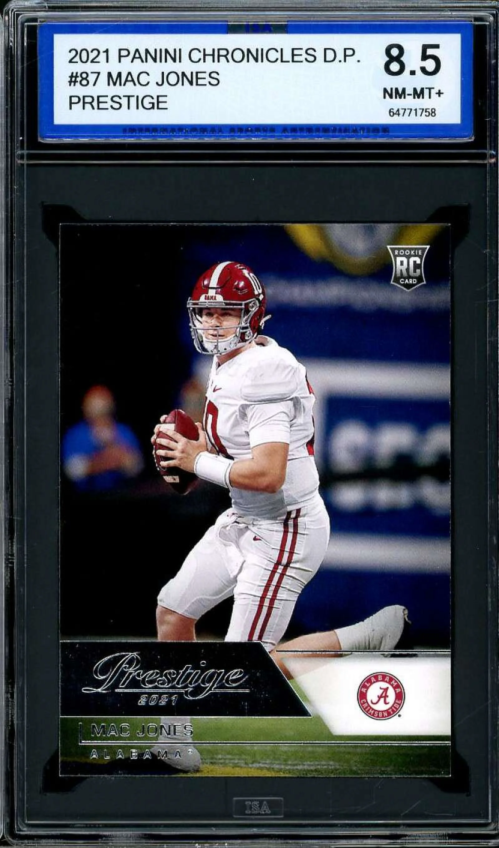 Mac Jones Rookie Card 2021 Panini Chronicles D.P. Prestige #87 ISA 8.5 NM-MT+