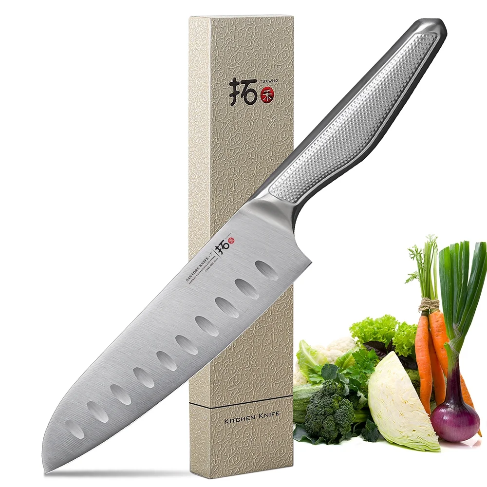 TURWHO 7inch Santoku Knife German 1.4116 Stainless Steel Knives Kitchen Knifen with Handle