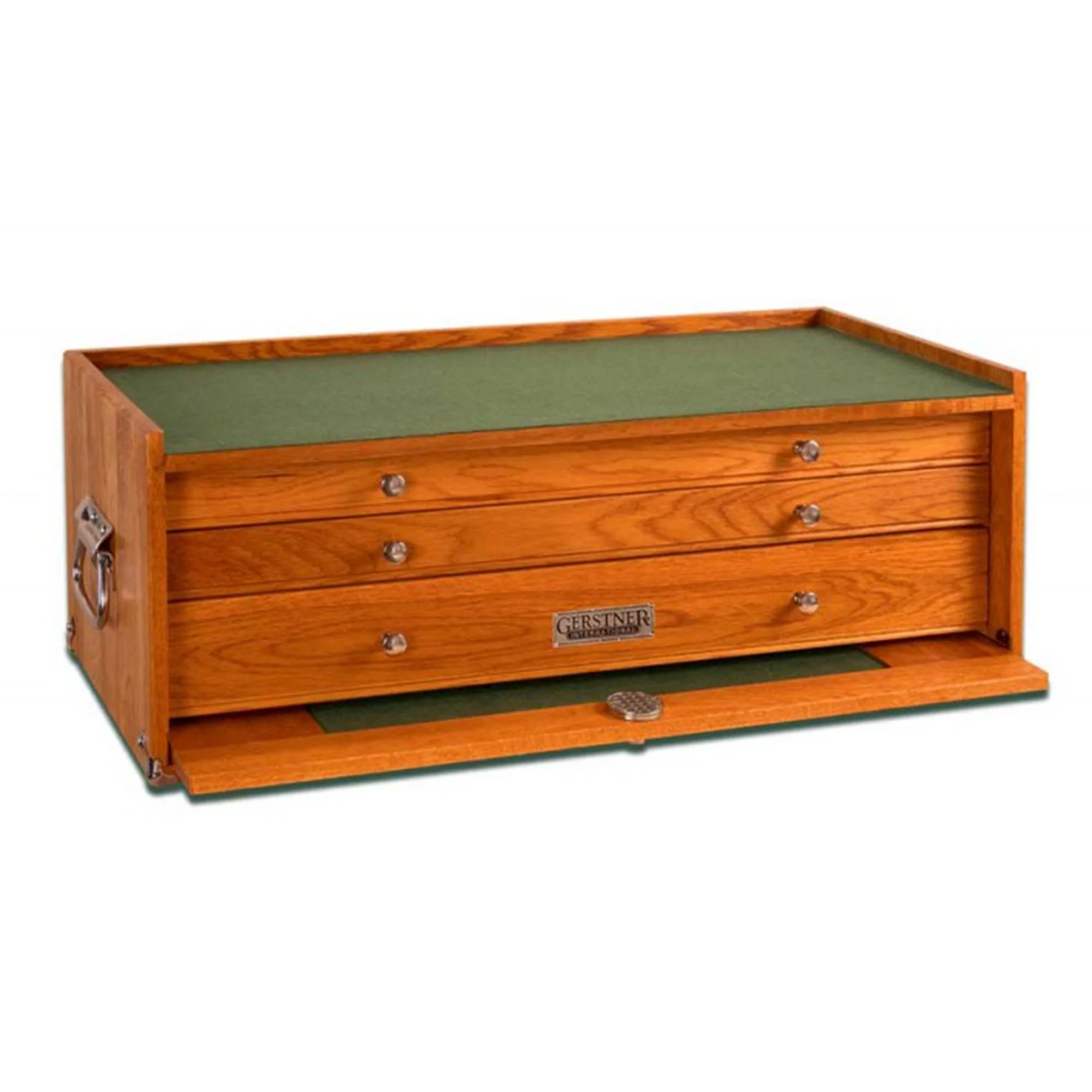 Gerstner International 3-Drawer Mid-Base Chest with Front Lid, Red Oak