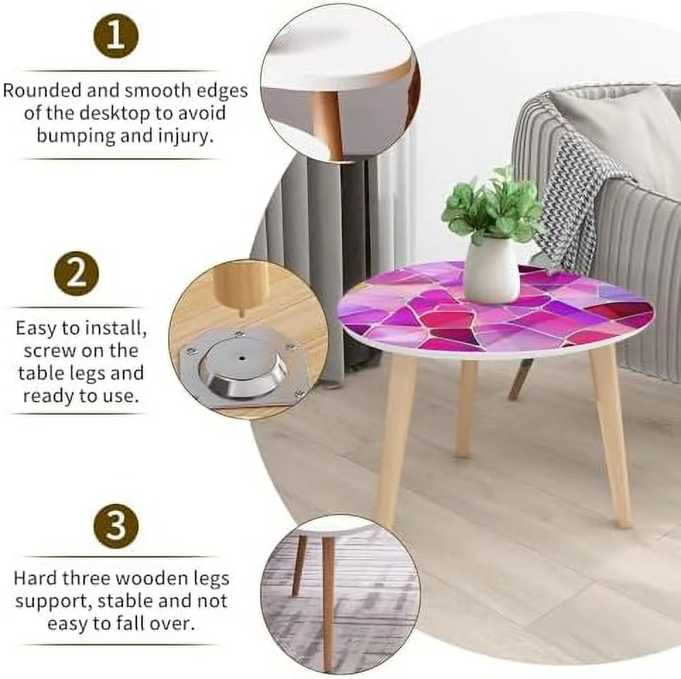 CHDEUSL Small Coffee Nesting  Abstract Stained Glass Mosaic  Violet Triangle End  Center   Modern   Room Bedroom Balcony