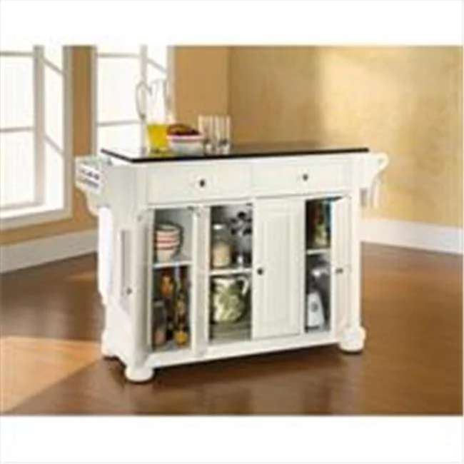 Crosley Furniture  Alexandria Solid Black Granite Top Kitchen Island in White Finish