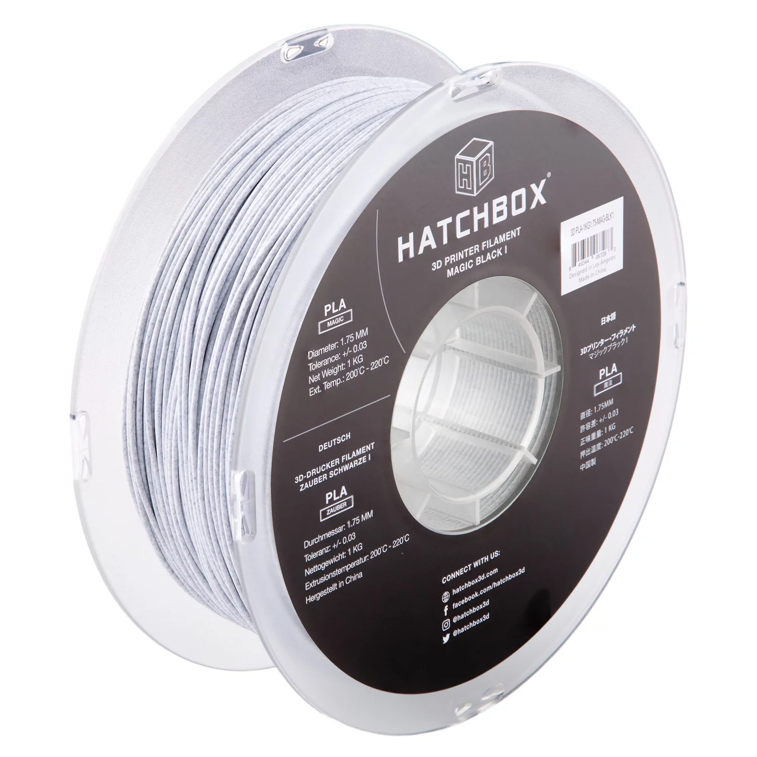 HATCHBOX Stone PLA 3D Printer Filament, Dimensional Accuracy +/- 0.03 mm, 1 kg Spool, 1.75 mm, Dark Black