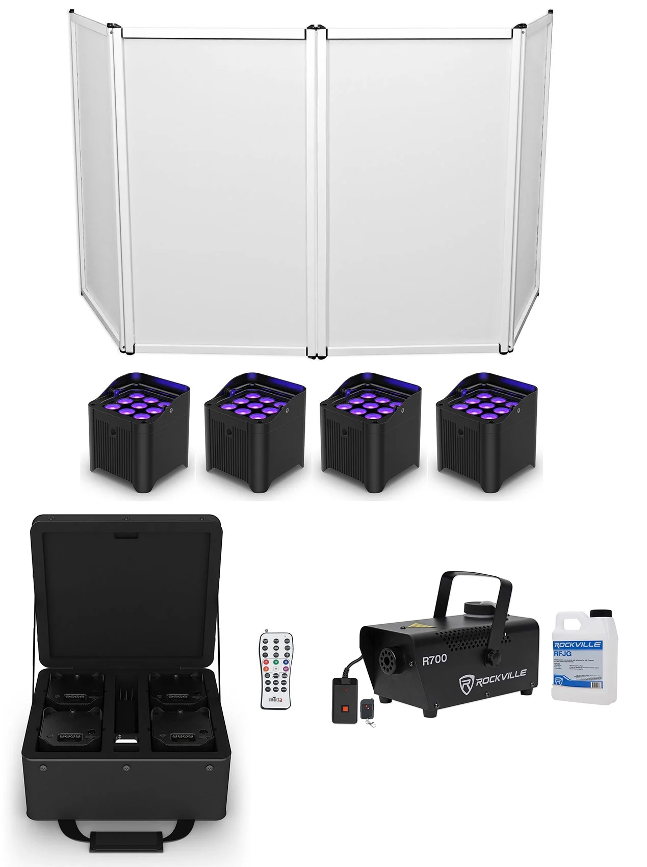 Chauvet DJ Freedom Par H9 IP X4 4 Wireless DMX Battery Wash Lights+Facade+Fogger