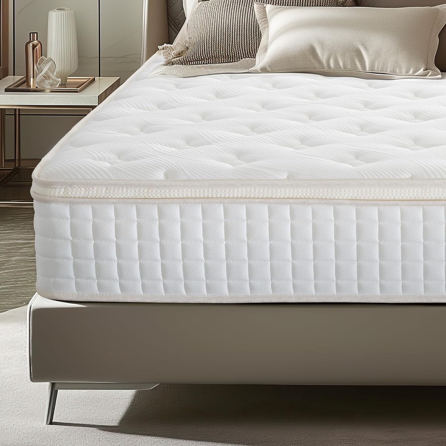 YILAN Memory Foam and Innerspring Hybrid Mattress-Full Size Mattress,12 Inch Full Mattress in a Box,Medium Firm Soft and Comfort White Mattress
