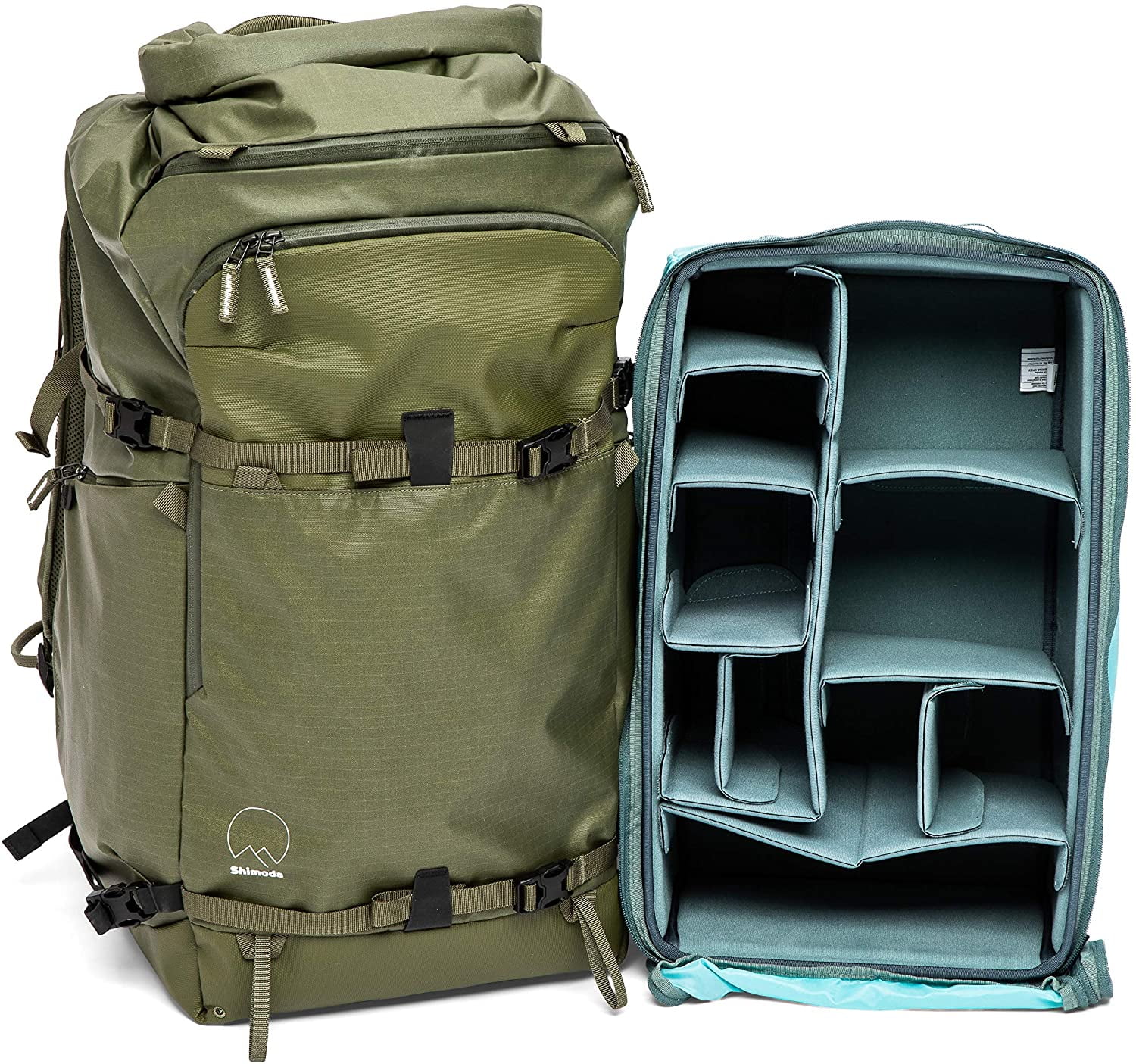 Shimoda Action X70 Water Resistant Camera Backpack Starter Kit - Fits Cinema, DV, DSLR, Mirrorless Cameras & Lenses - Extra Large DV Core Unit Modular Camera Insert Included - Army Green
