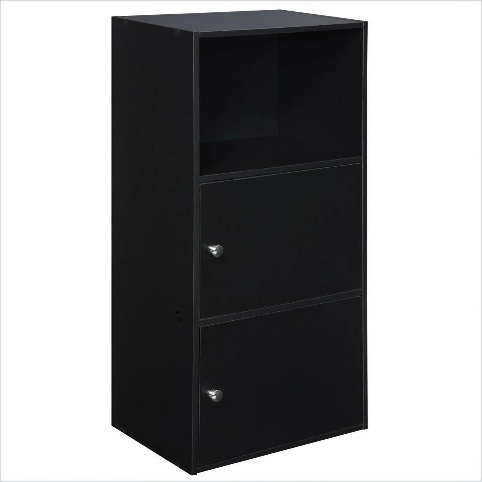 Pemberly Row Contemporary 2 Door Cabinet in Black Wood Finish