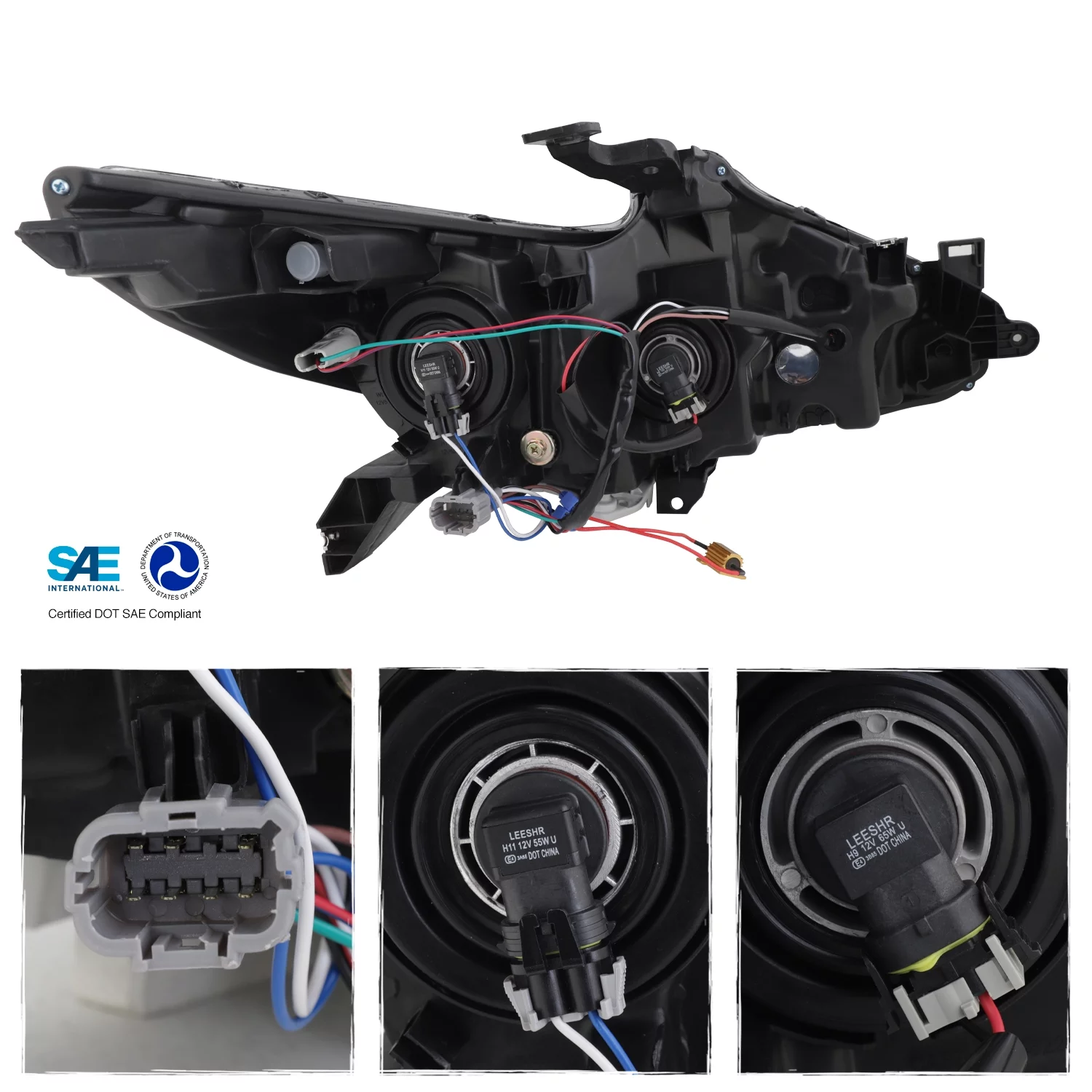 AKKON - Fit 2016-2018 Altima 4-Door OE [Halogen Type] LED/DRL Switchback Chrome Projector Headlight + Red Smoked Lamp Tail Light