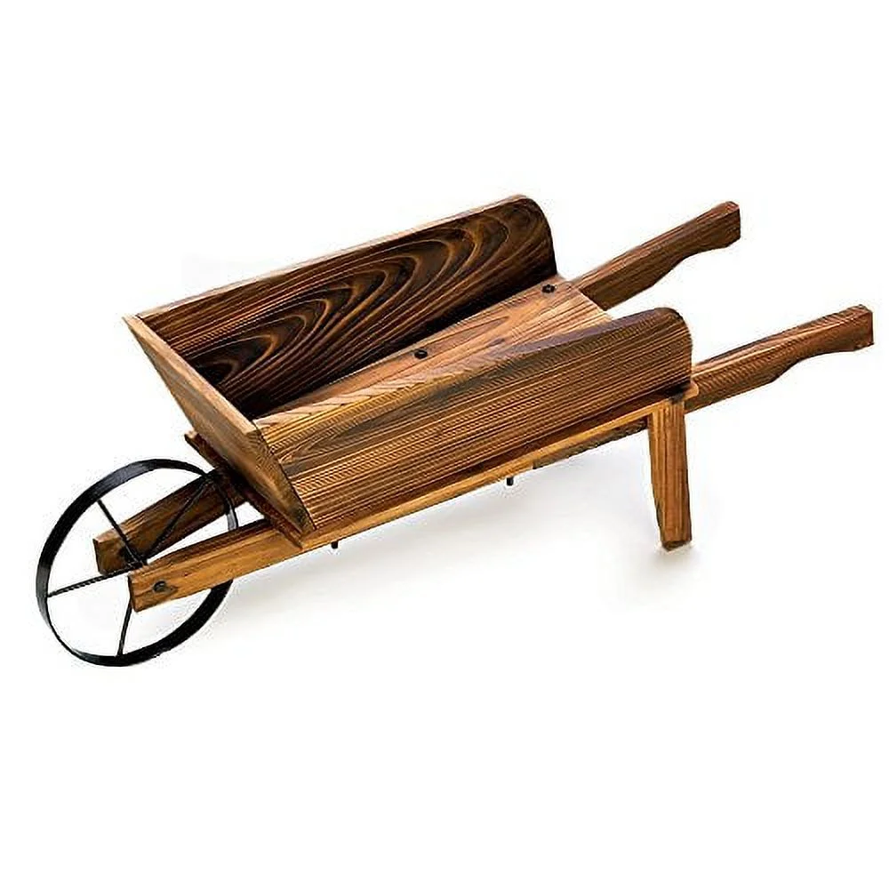 13843 Wood, Decorative Garden Contemporary Wheels Outdoor Country Flower CART Planter