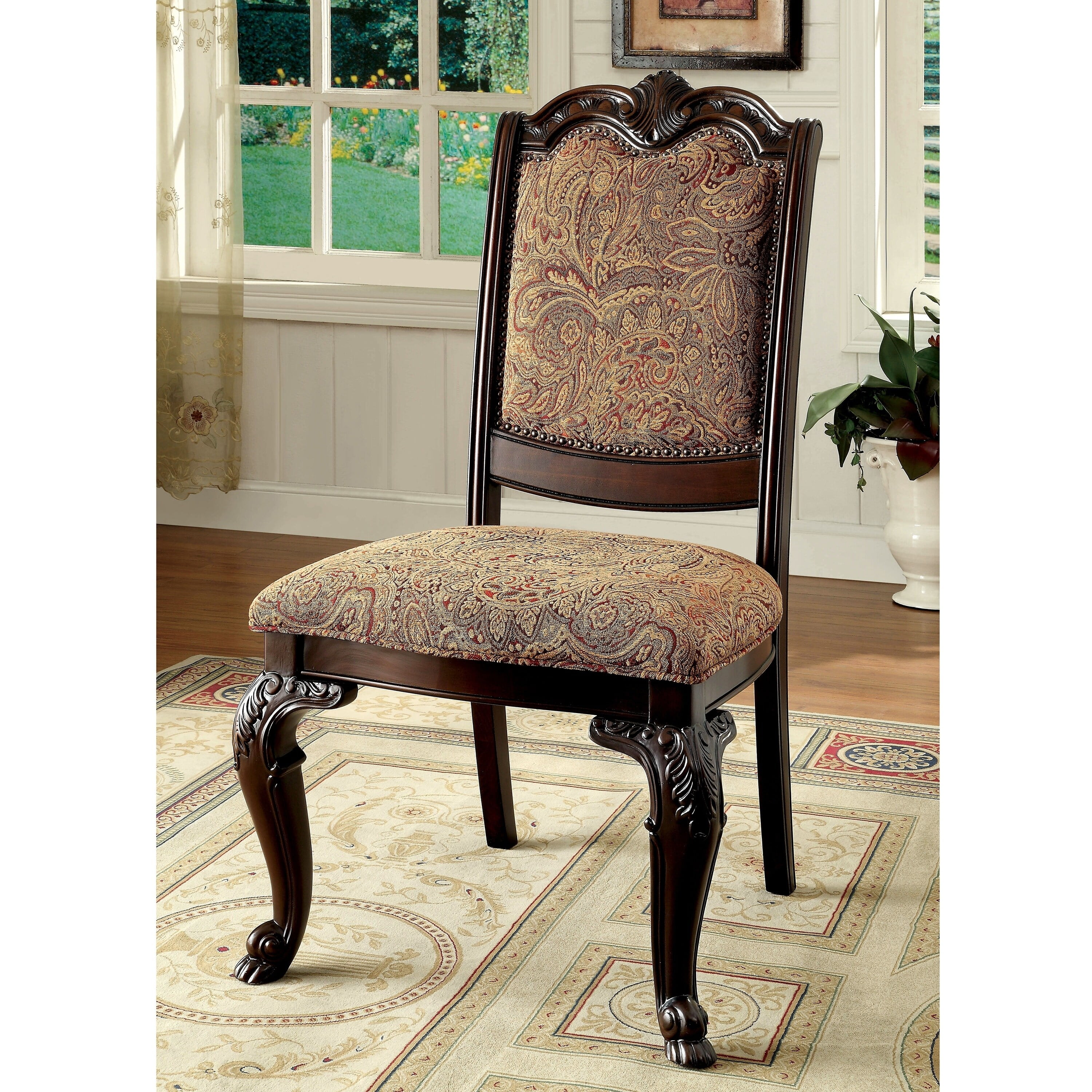 Furniture of America Bevo Traditional Cherry Wood 5-Piece Dining Set by