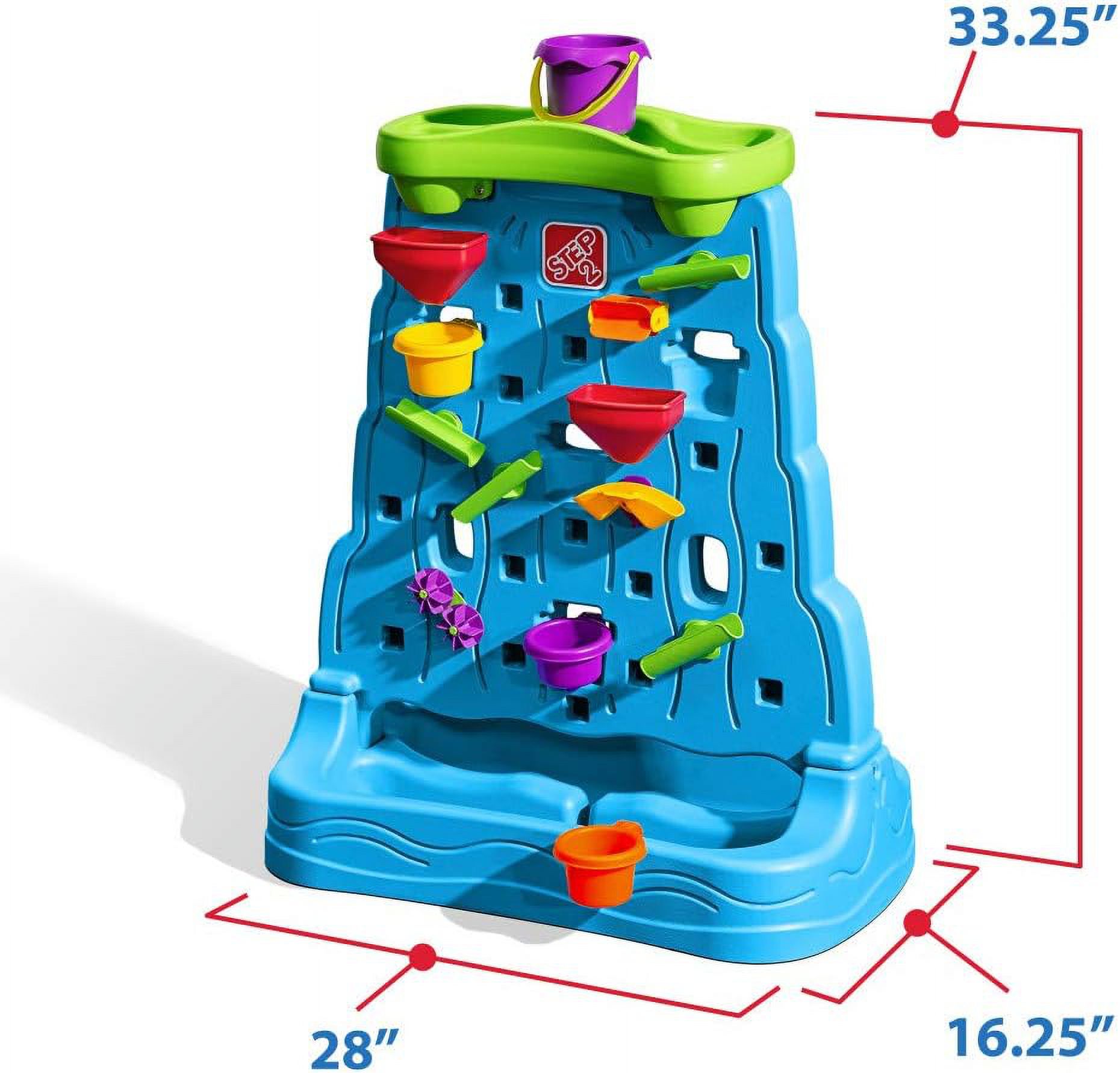 S2 Waterfall Discovery Wall for Kids, Double-Sided Sand and Water Table, Toddlers Ages 1.5+ Years Old, 13 Piece Toy Accessories