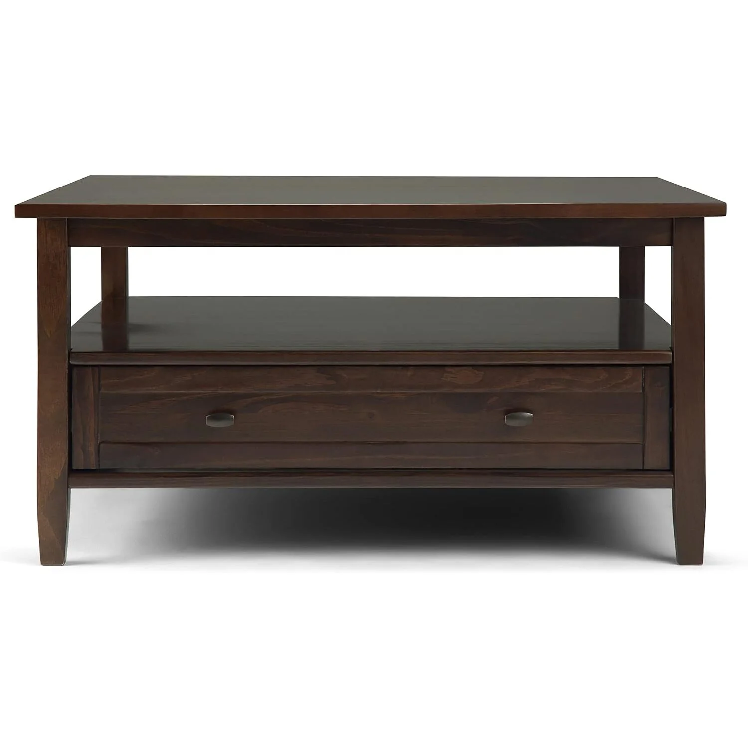 HomeStock Urban Oasis Solid Wood 36 Inch Wide Square Transitional Coffee Table In Tobacco Brown