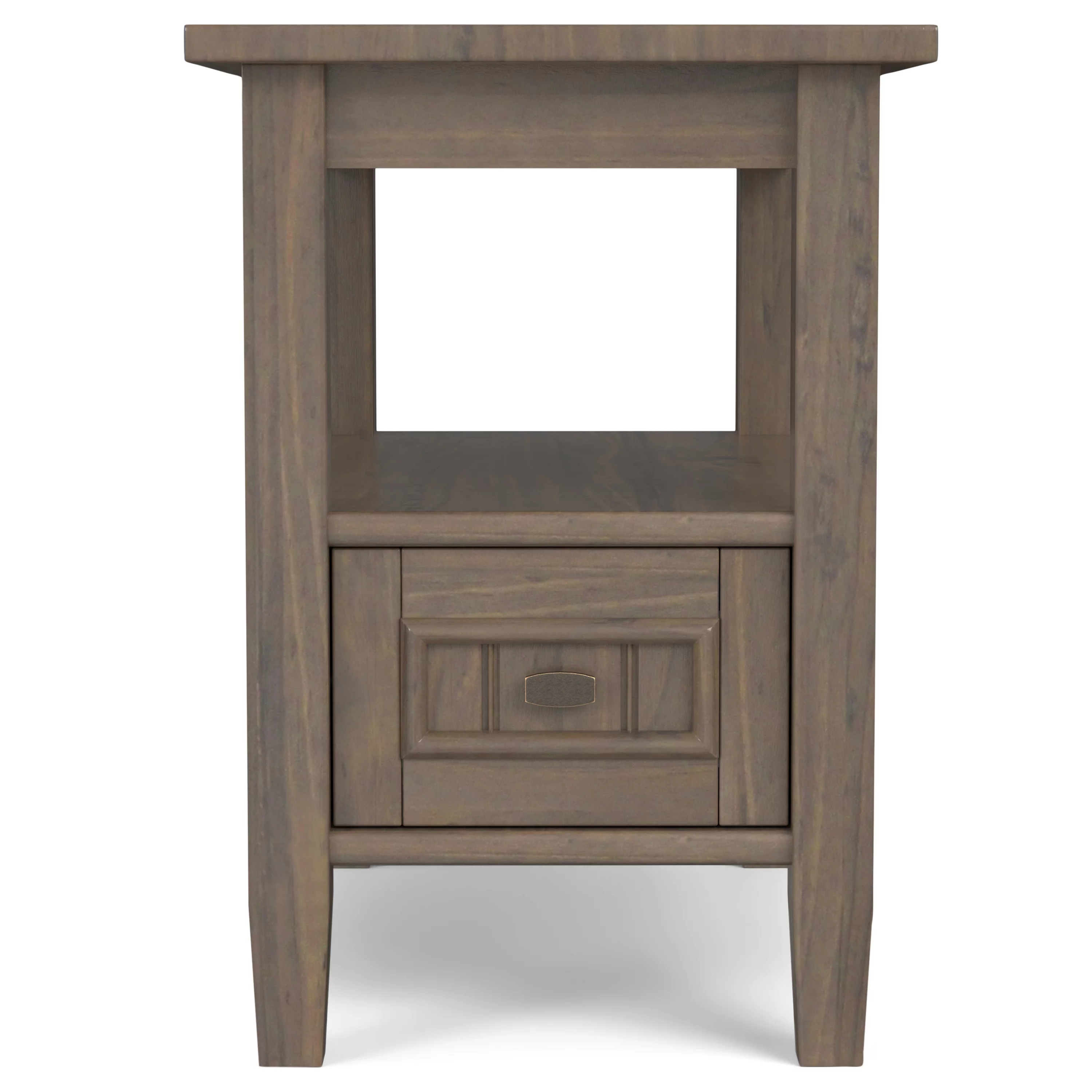 Simpli Home Lev SOLID WOOD 14 inch Wide Rectangle Transitional Narrow End Table in Smoky Brown