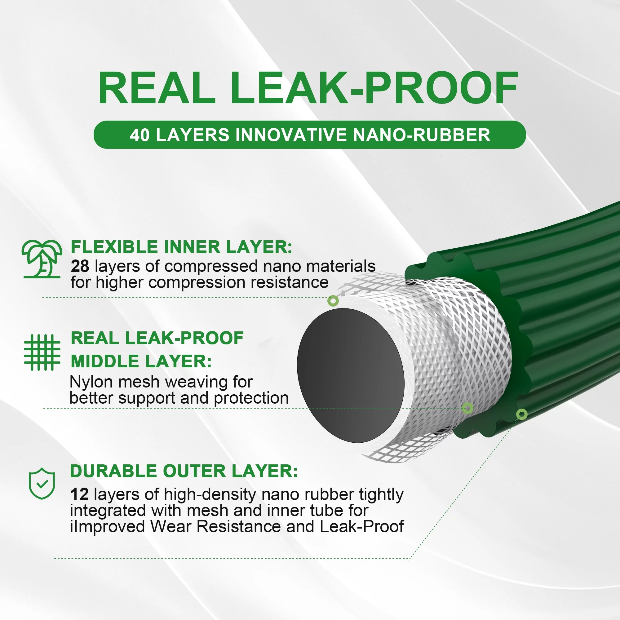 Kepagard Expandable Garden Hose Flexible Lightweight Water Hoses 100ft Green