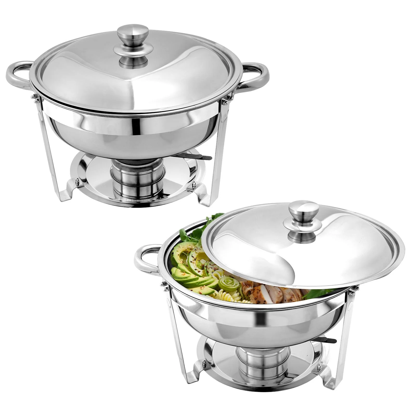 JSTUOKE 2-Pack Chafing Dish Buffet Set, 5QT Round Buffet Servers and Warmers Set, Stainless Steel Catering Food Warmer with Lid & Holder for Party Home Garden Wedding