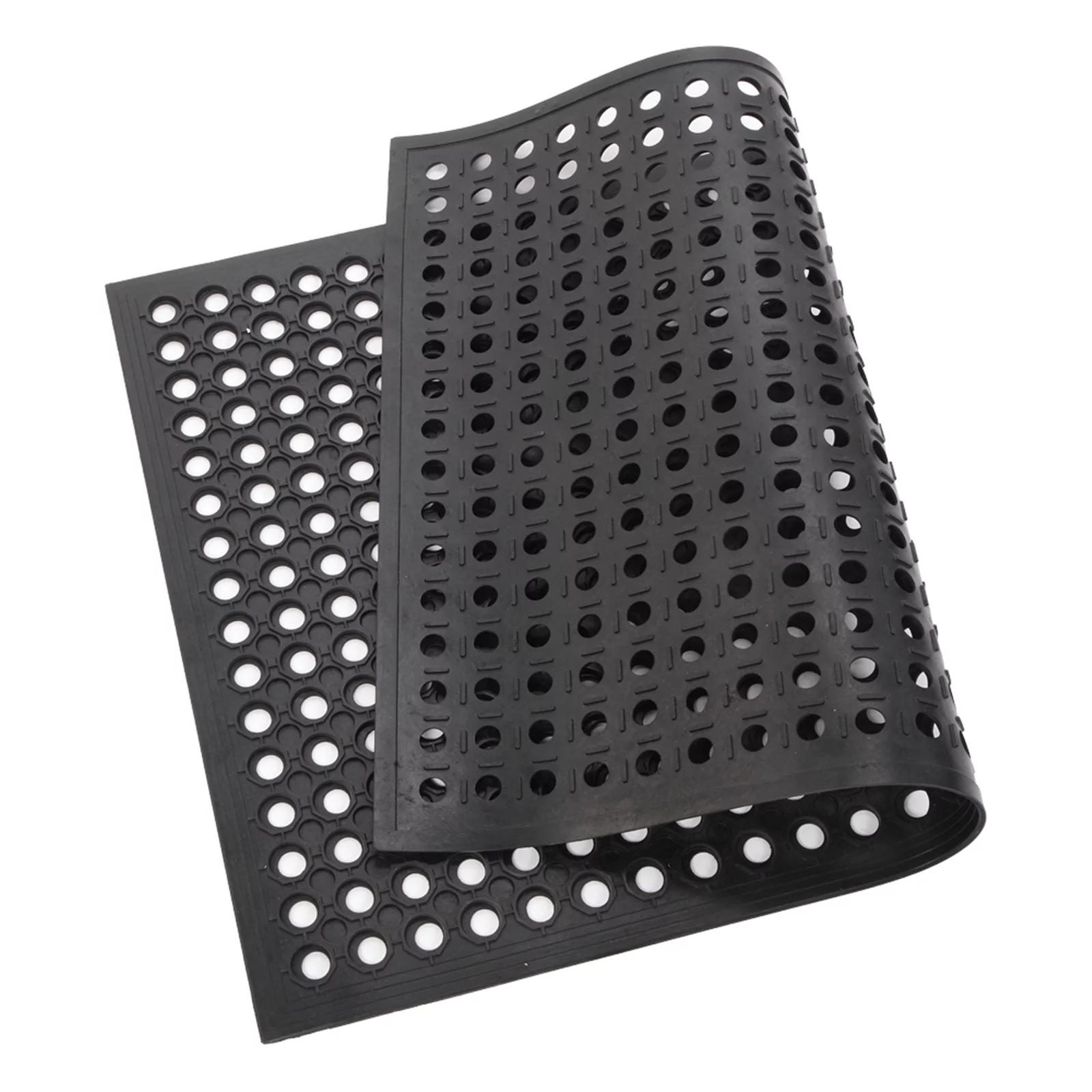 Bar Kitchen Mat Industrial Multi-functional Anti-fatigue Drainage Rubber Non-slip Hexagonal Mat 60*90cm