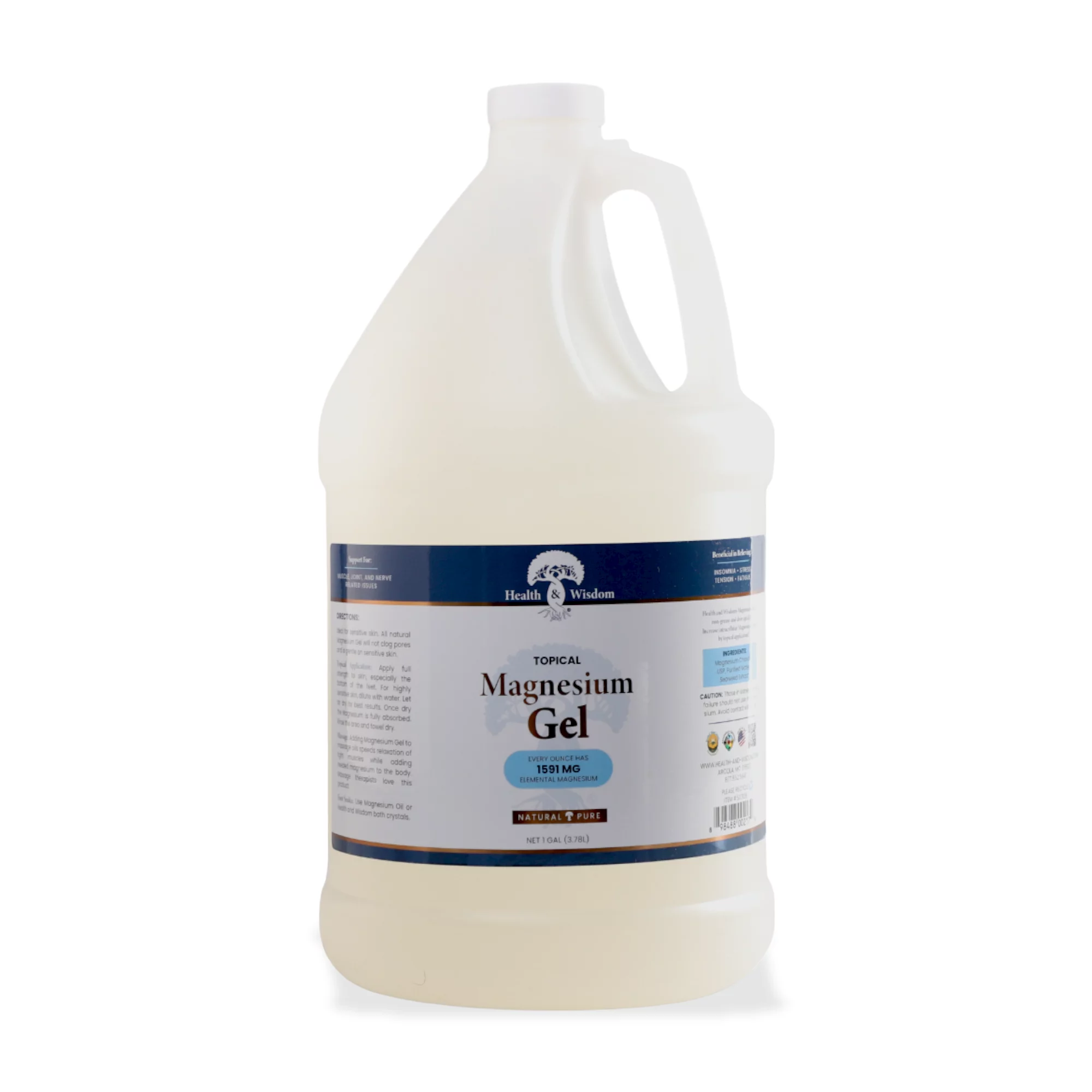 Health and Wisdom - Magnesium Gel with Seaweed Extract - 128 oz. (1 gal)