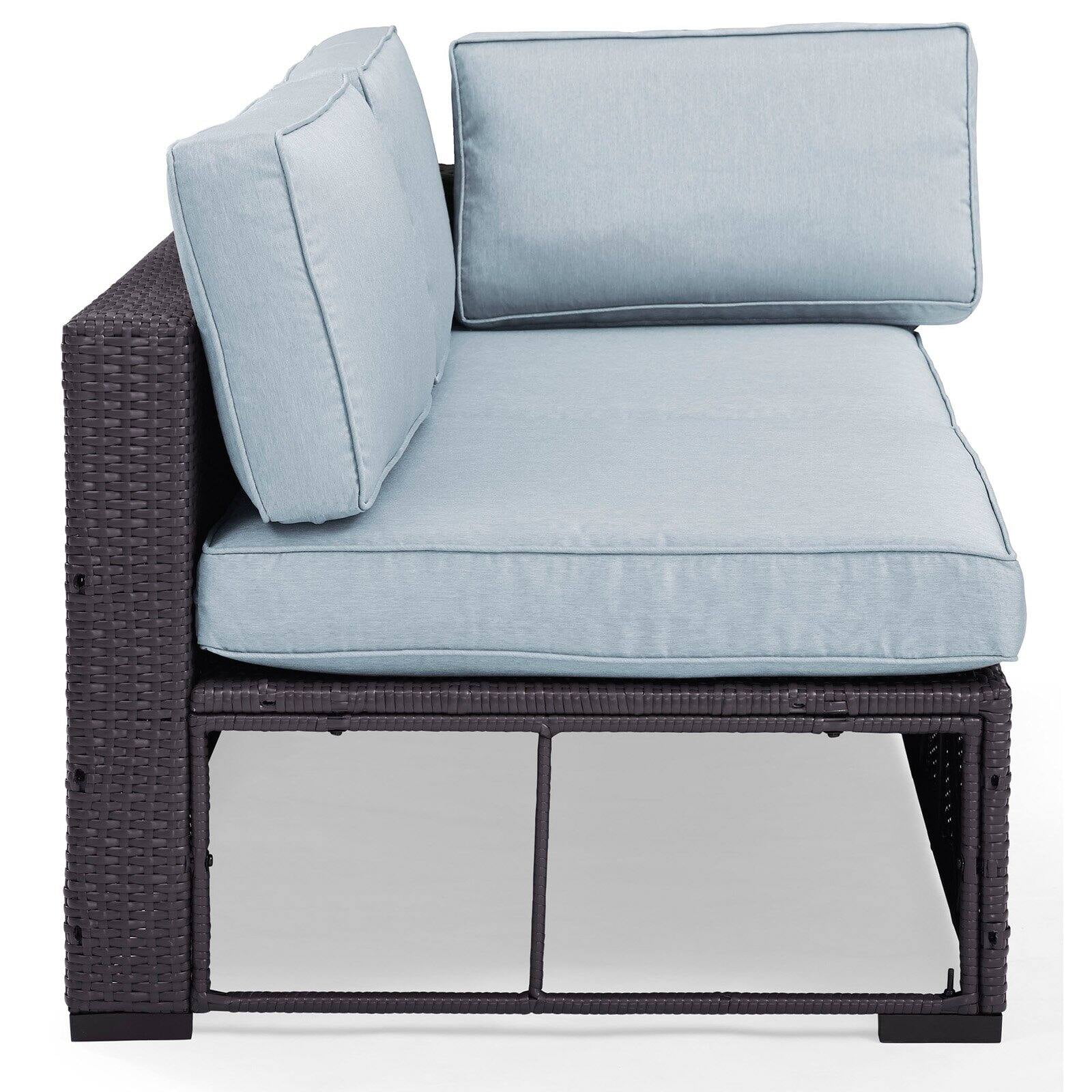 Crosley Furniture Biscayne Wicker / Rattan Patio Loveseat in Brown and Mocha