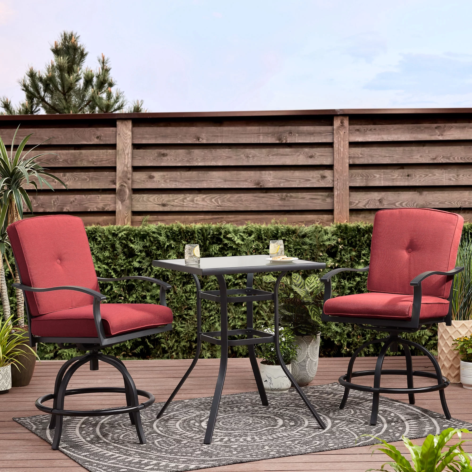 Mainstays Belden Park 3-Piece High Bistro Set - Red