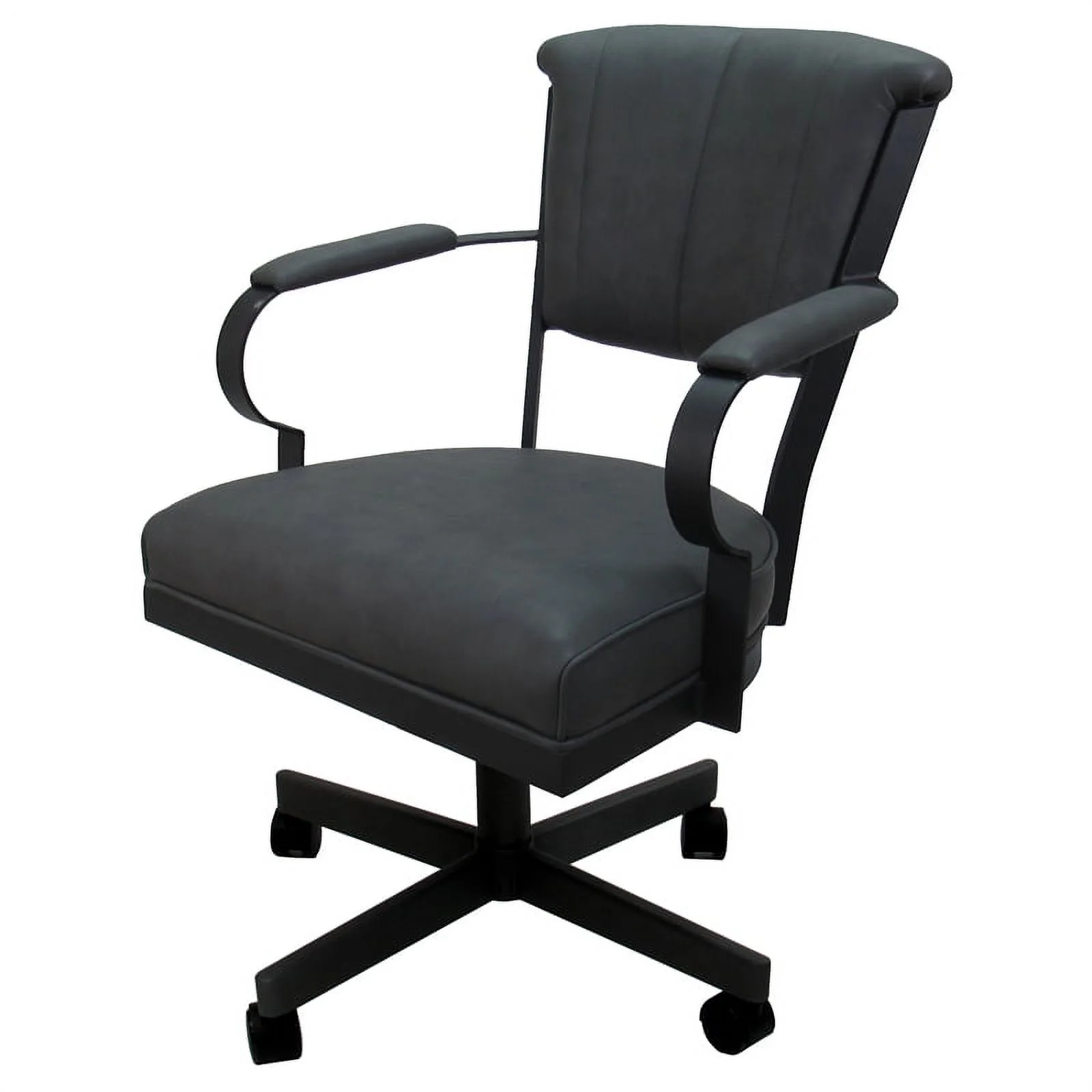 Miami Swivel Tilt Metal Caster Chair - Gray Vinyl - Gray Frame