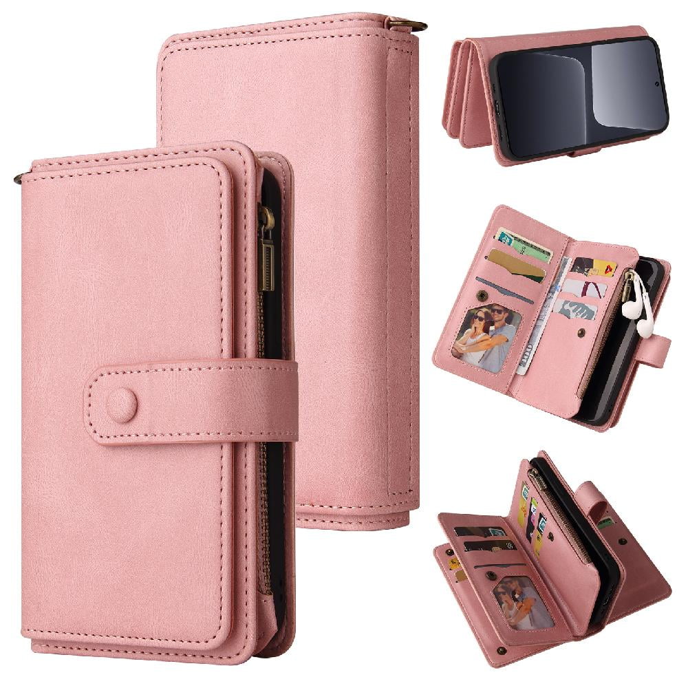 Case for Xiaomi Mi 13 Phone Case With Card Slot Stand Fifteen Card Slots Zipper Poket PU Leather Magnetic Closure