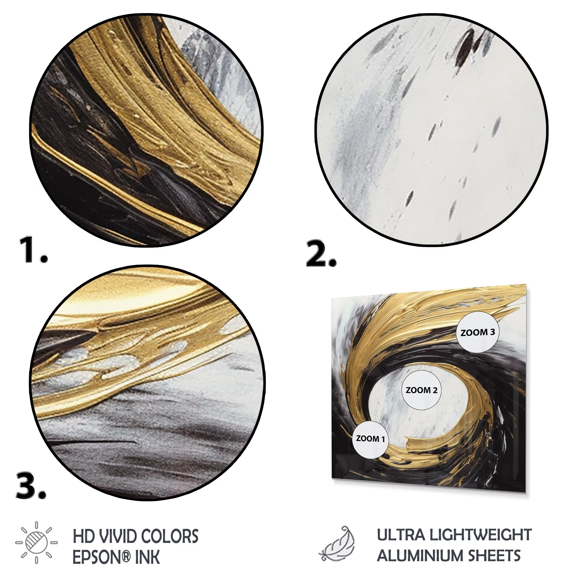 DESIGN ART Designart 'Golden Wave Reflections IV' Abstract Painting Metal Wall Art 36 in. wide x 36 in. high