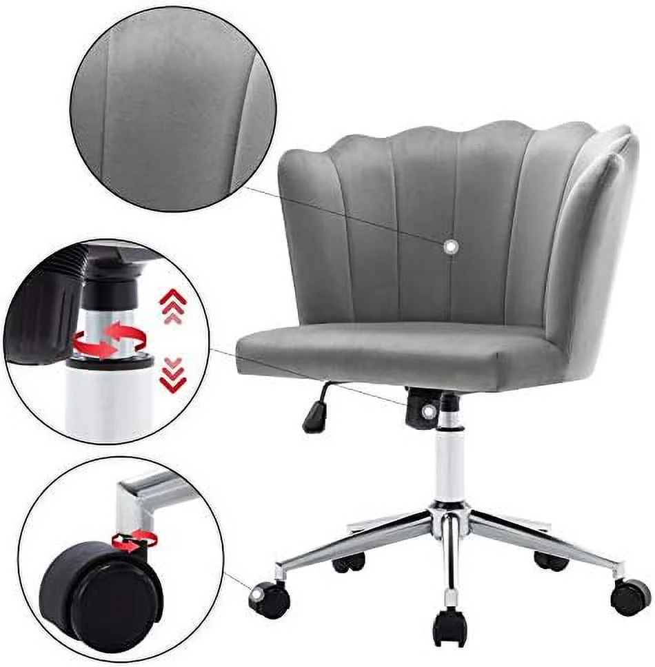 GVJMTKP Duhome  Office Chair Velvet Fabric Pink Desk Chair Adjustable Swivel Accent Chair with Metal Base