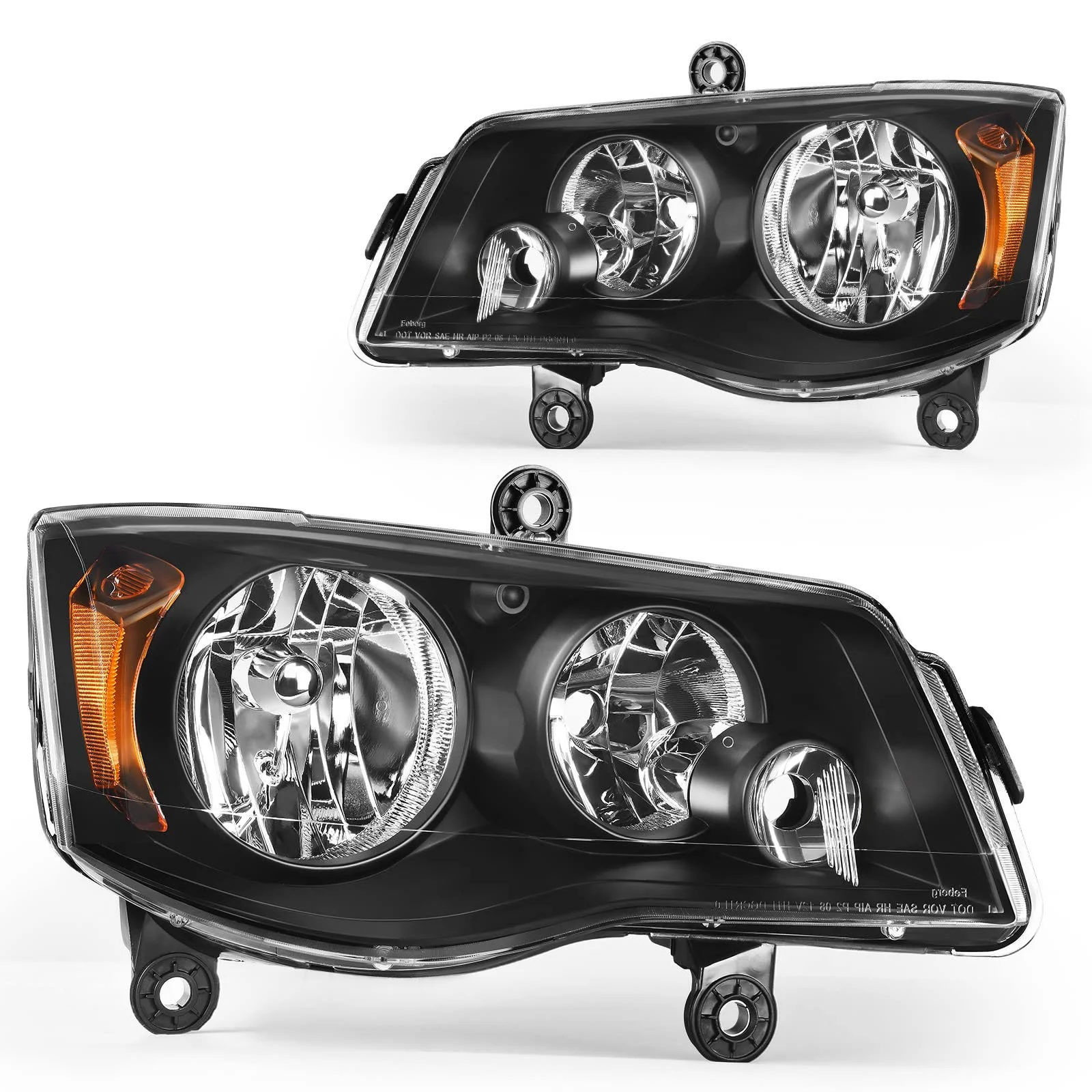 RVNI Headlights Fit 2011-2020 Dodge Grand Caravan / 2008-2016 Chrysler Town & Country