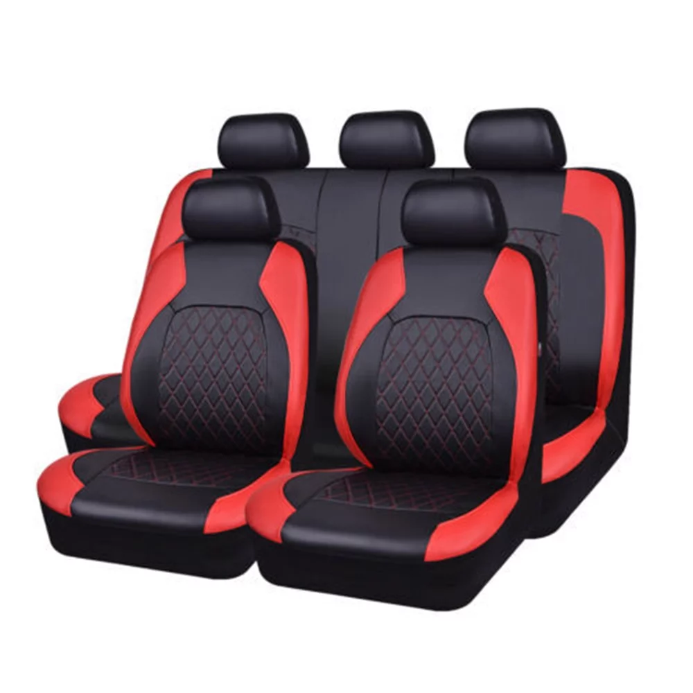 Pinnaco Car Seat Covers Cushion, Universal PU Leather Full Set Protector, 9 Pieces, for Car SUV Vehicle