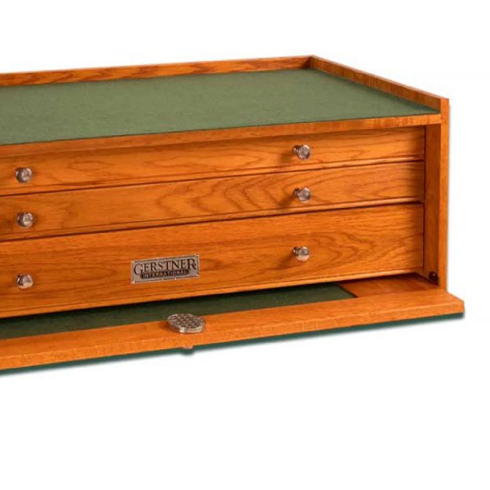 Gerstner International 3-Drawer Mid-Base Chest with Front Lid, Red Oak