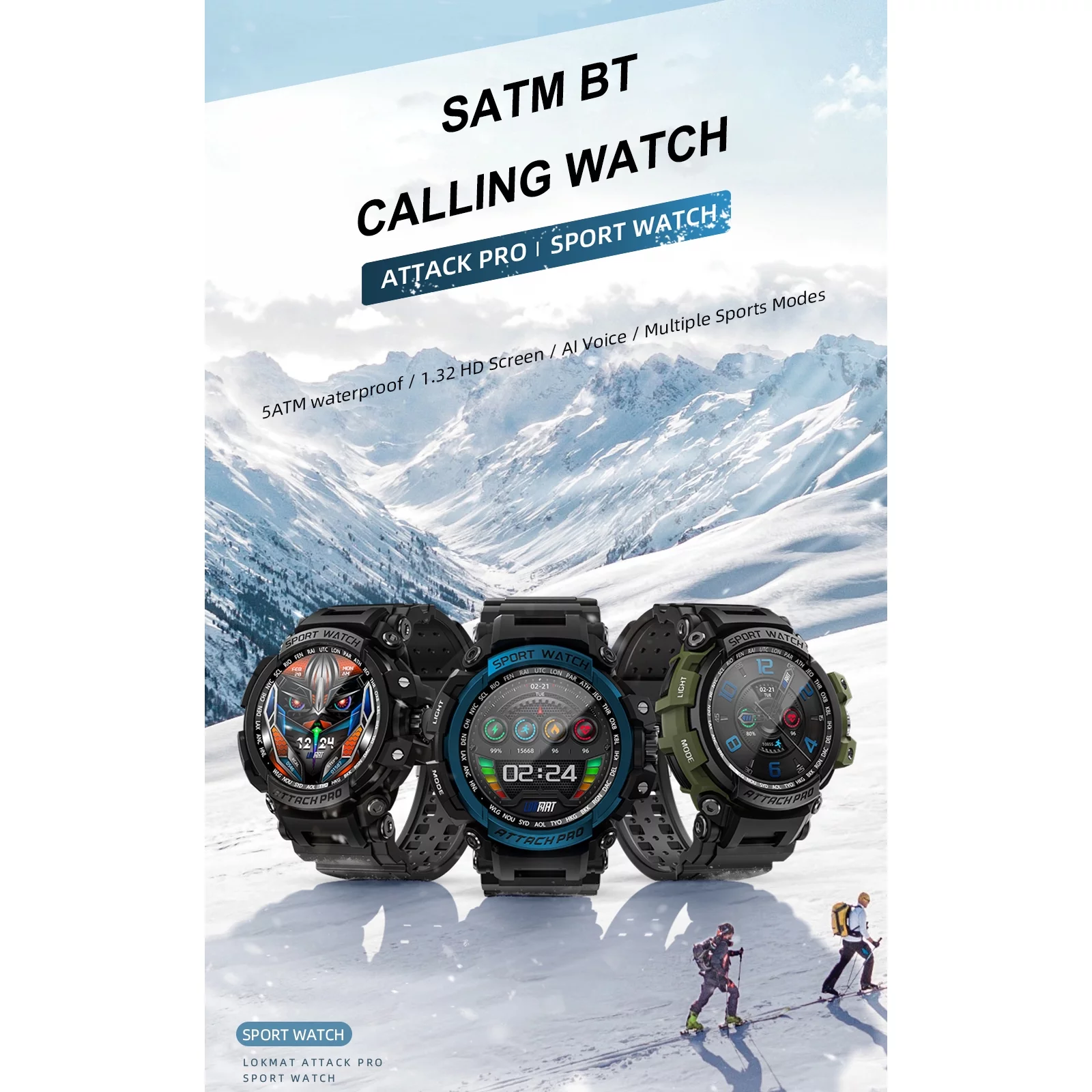 LOKMAT ATTACK Smart Bracelet  Watch, FullTouch Screen Fitness , IP68 Waterproof, BT Call,  , //