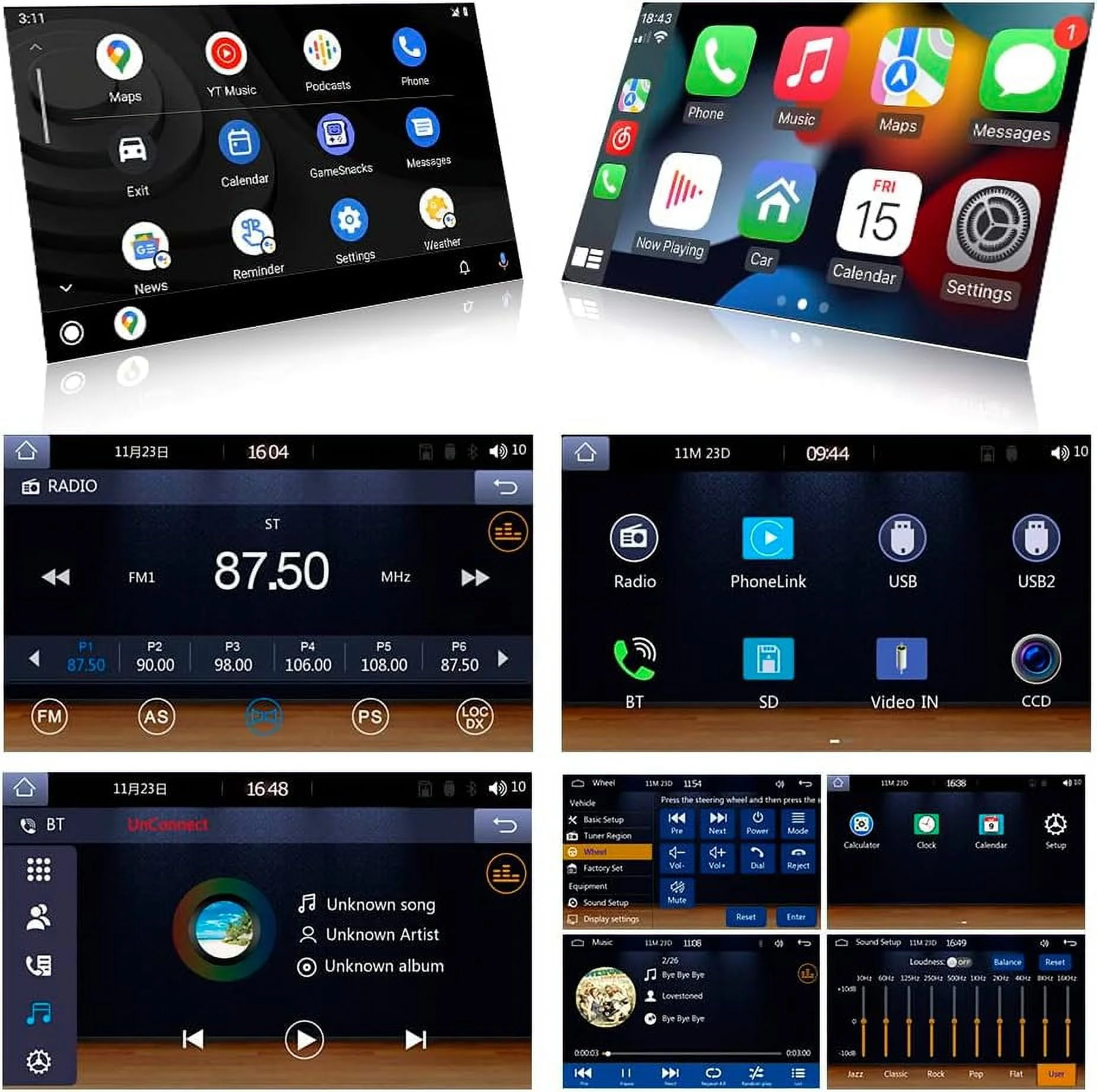 THONZER 5 Inch Single Din Car Stereo Built-in CarPlay/Android Auto/Mirror-Link, Touchscreen Radio Receiver with Bluetooth 5.1 Handsfree and 12LED HD Backup Camera, FM USB Audio Video Player