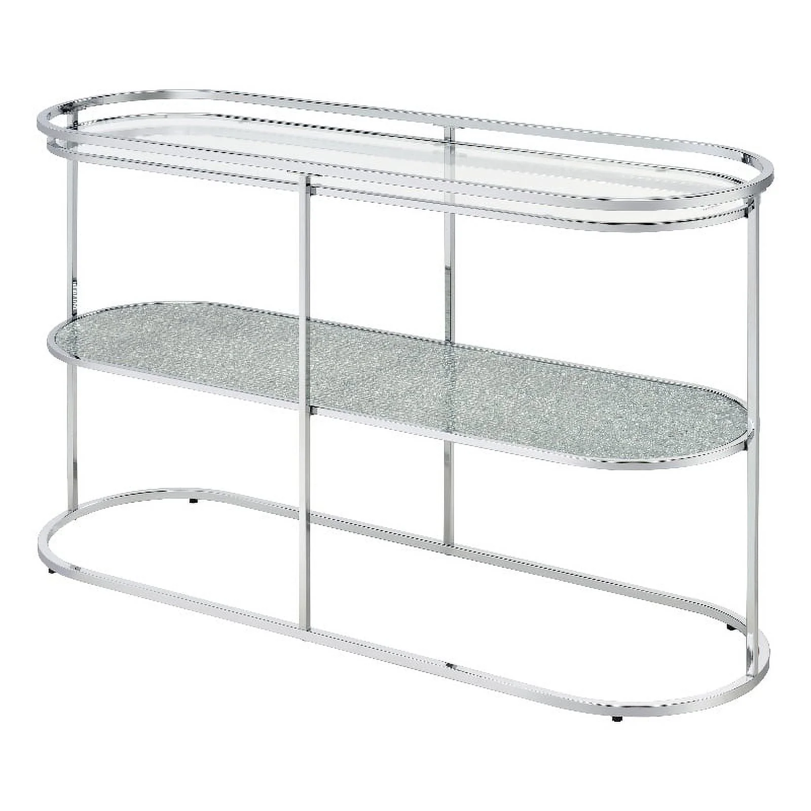 Furniture of America Ludington Metal 1-Shelf Waterfall Sofa Table in Chrome