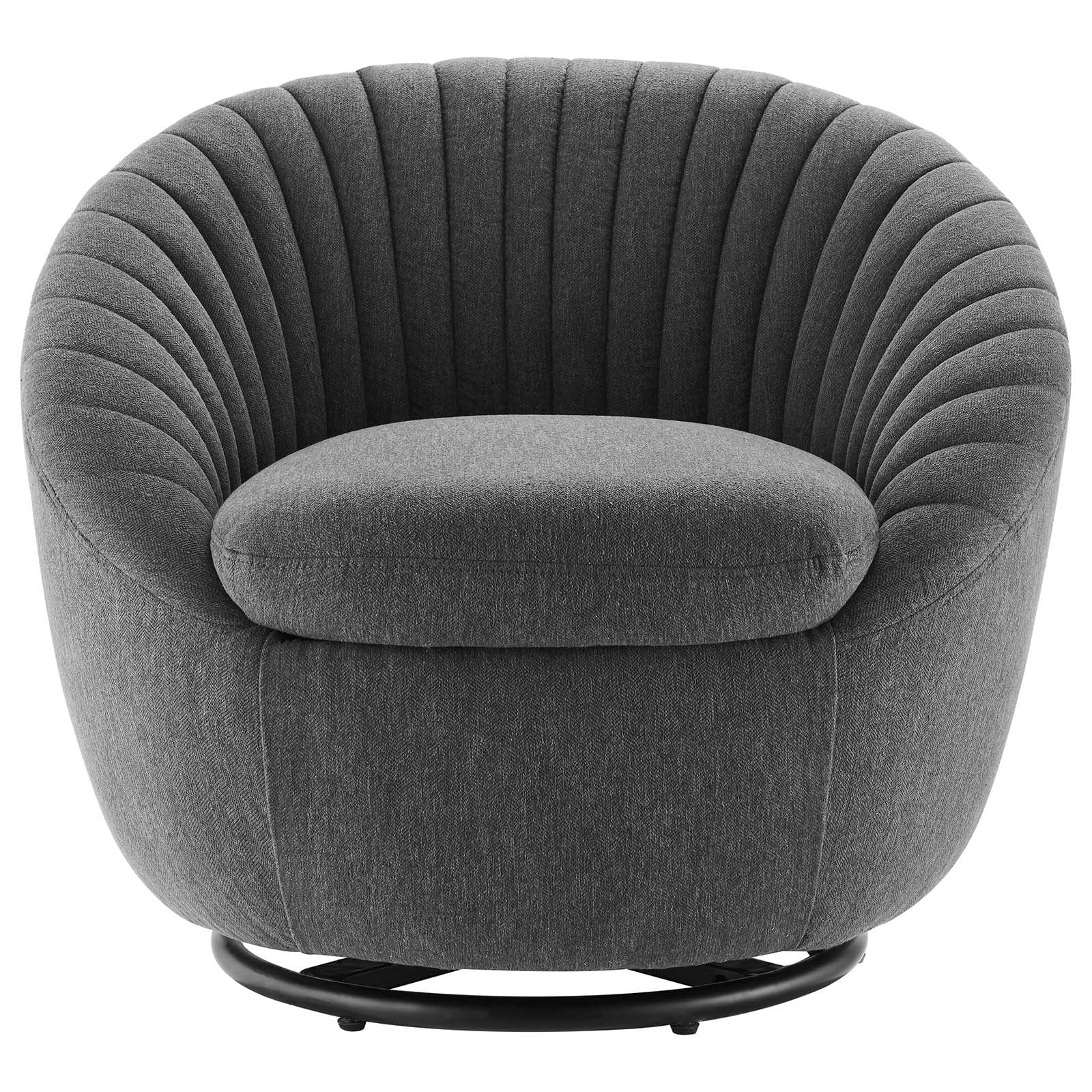 Modway Whirr Tufted Fabric Swivel Chair in Black Charcoal