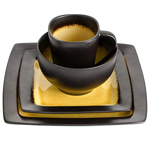 Gibson Elite Ocean Paradise 16-Piece Dinnerware Set, Amber