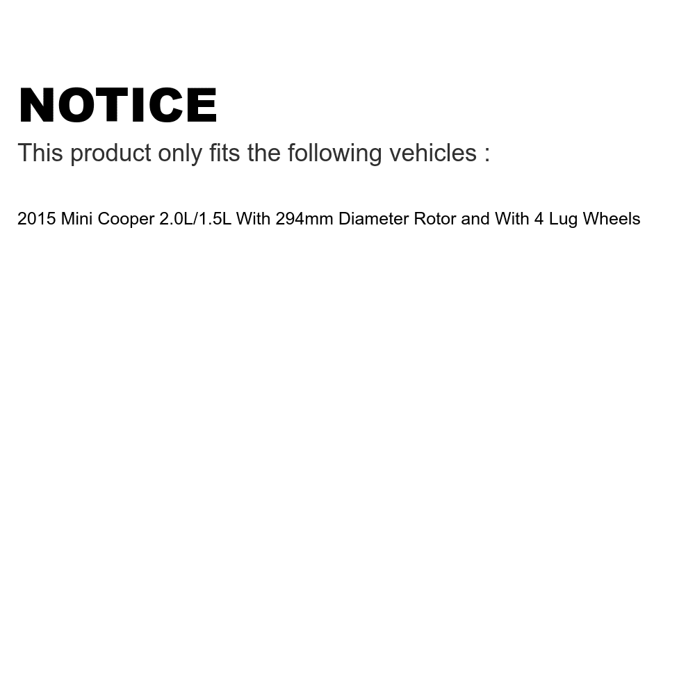 Transit Auto - Front Rear Coated Drilled Slotted Disc Brake Rotors And Ceramic Pads Kit For 2015 Mini Cooper 2.0L 1.5L With 294mm Diameter Rotor KDT-100850